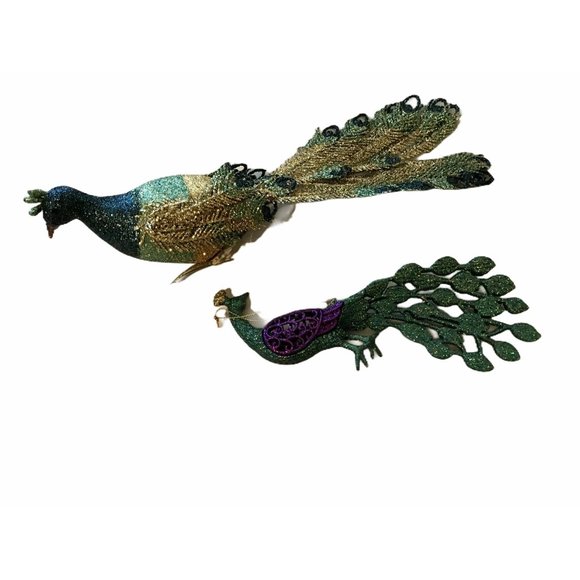 Vintage Holiday Christmas Ornaments Décor Peacocks - Picture 1 of 8